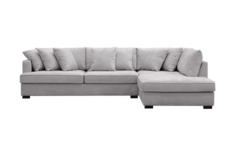 Rossita 4-sits Högervänd L-formad Djup Schäslongsoffa i Chenille - Trenza 03, Grå Chenille - Möbler - Soffa - Divansoffor & schäslongsoffa