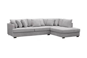Rossita 4-sits Högervänd L-formad Djup Schäslongsoffa i Chenille - Trenza 03, Grå Chenille - Möbler - Soffa - Divansoffor & schäslongsoffa