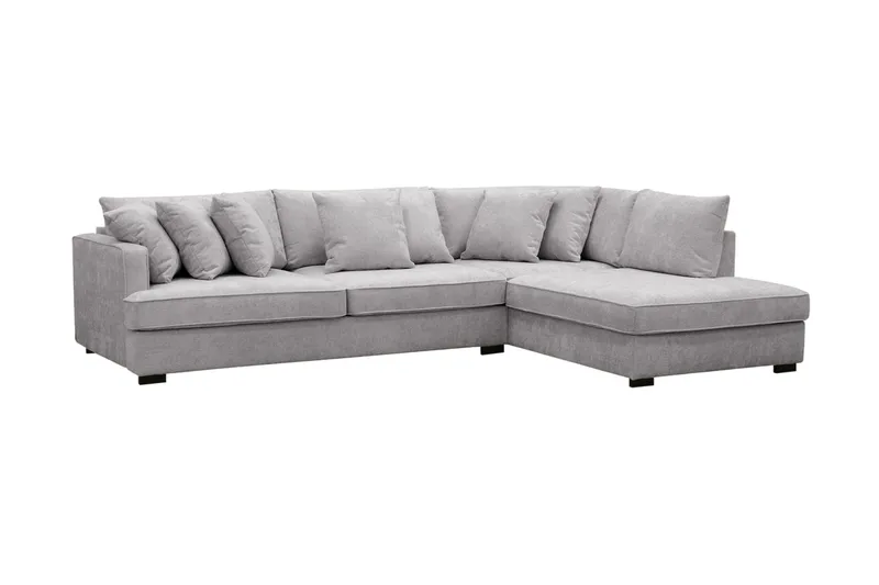 Rossita 4-sits Högervänd L-formad Djup Schäslongsoffa i Chenille - Trenza 03, Grå Chenille - Möbler - Soffa - Divansoffor & schäslongsoffa