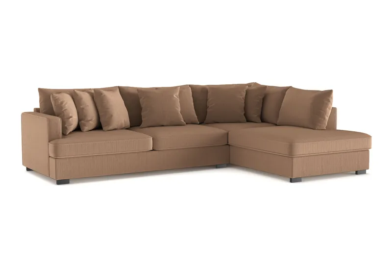 Rossita 4-sits Högervänd L-formad Djup Schäslongsoffa i Manchester - Brun - Möbler - Soffa - Divansoffor & schäslongsoffa