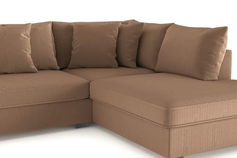 Rossita 4-sits Högervänd L-formad Djup Schäslongsoffa i Manchester - Brun - Möbler - Soffa - Divansoffor & schäslongsoffa