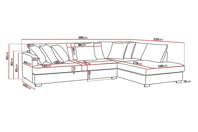 Rossita 4-sits Högervänd L-formad Djup Schäslongsoffa i Manchester - Greige - Möbler - Soffa - Divansoffor & schäslongsoffa