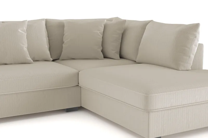 Rossita 4-sits Högervänd L-formad Djup Schäslongsoffa i Manchester - Greige - Möbler - Soffa - Divansoffor & schäslongsoffa