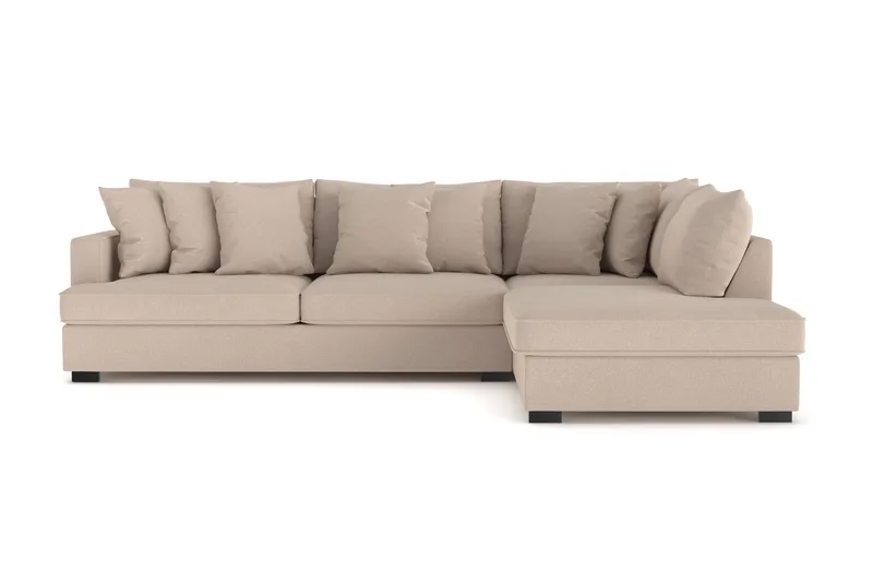 Rossita 4-sits Högervänd L-formad Djup Schäslongsoffa i Tyg - Beige - Möbler - Soffa - Divansoffor & schäslongsoffa