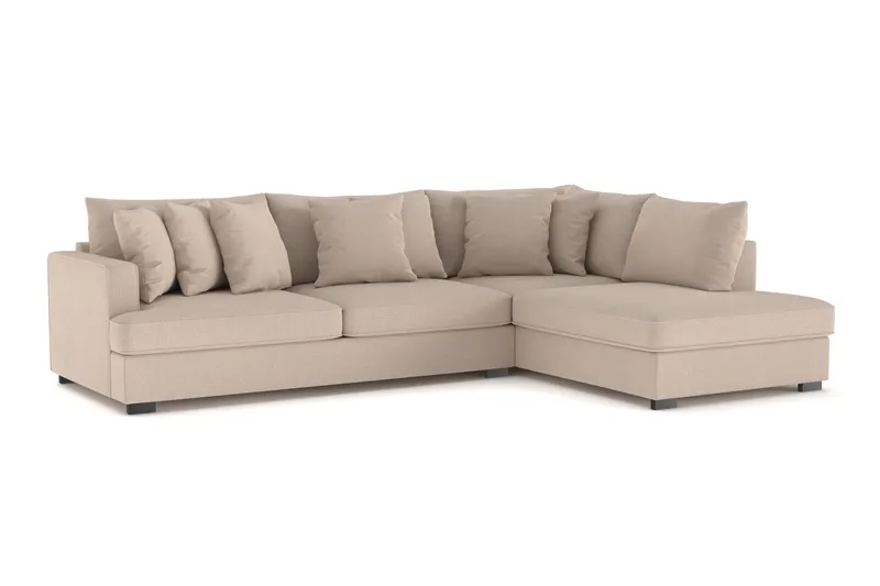 Rossita 4-sits Högervänd L-formad Djup Schäslongsoffa i Tyg - Beige - Möbler - Soffa - Divansoffor & schäslongsoffa