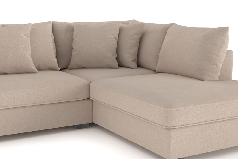 Rossita 4-sits Högervänd L-formad Djup Schäslongsoffa i Tyg - Beige - Möbler - Soffa - Divansoffor & schäslongsoffa