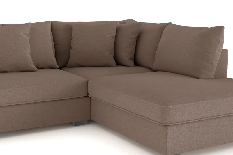 Rossita 4-sits Högervänd L-formad Djup Schäslongsoffa i Tyg - Brun - Möbler - Soffa - Divansoffor & schäslongsoffa