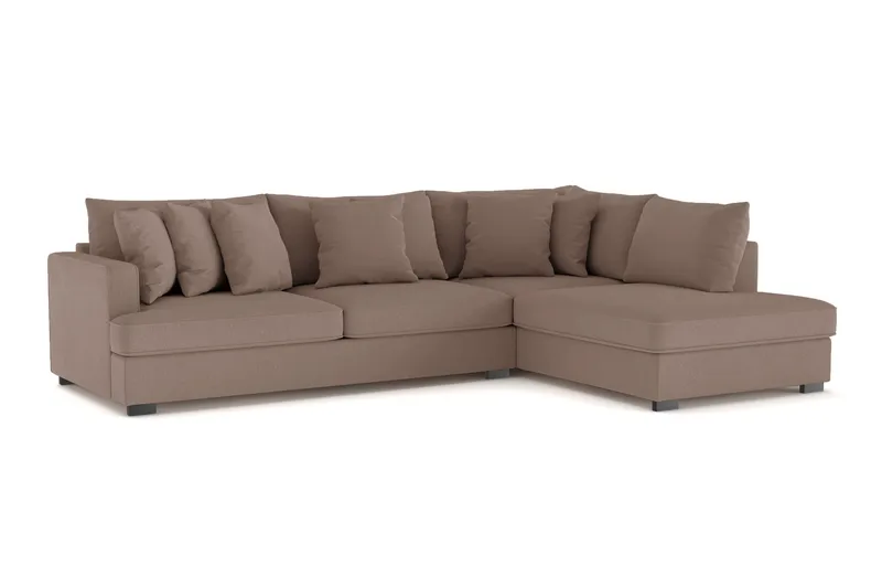 Rossita 4-sits Högervänd L-formad Djup Schäslongsoffa i Tyg - Brun - Möbler - Soffa - Divansoffor & schäslongsoffa