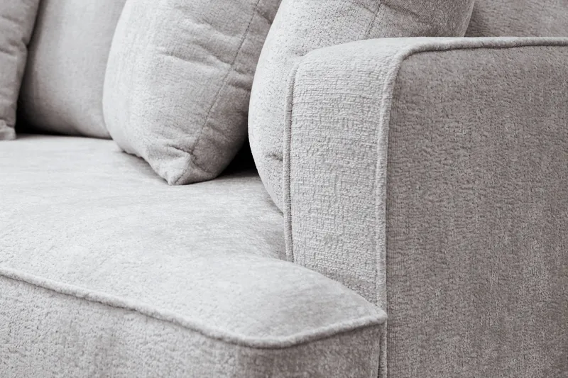 Rossita 4-sits Vänstervänd L-formad Djup Schäslongsoffa i Chenille - Grå / Brun - Möbler - Soffa - Divansoffor & schäslongsoffa