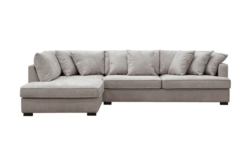 Rossita 4-sits Vänstervänd L-formad Djup Schäslongsoffa i Chenille - Grå / Brun - Möbler - Soffa - Divansoffor & schäslongsoffa