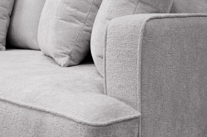 Rossita 4-sits Vänstervänd L-formad Djup Schäslongsoffa i Chenille - Ljus Grå - Möbler - Soffa - Divansoffor & schäslongsoffa