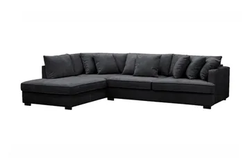 Rossita 4-sits Vänstervänd L-formad Djup Schäslongsoffa i Chenille - Svart - Möbler - Soffa - Divansoffor & schäslongsoffa