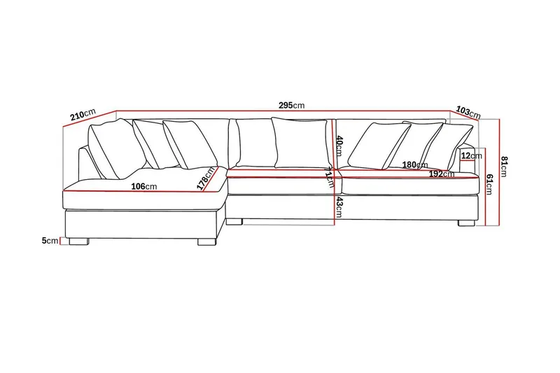 Rossita 4-sits Vänstervänd L-formad Djup Schäslongsoffa i Manchester - Brun - Möbler - Soffa - Divansoffor & schäslongsoffa
