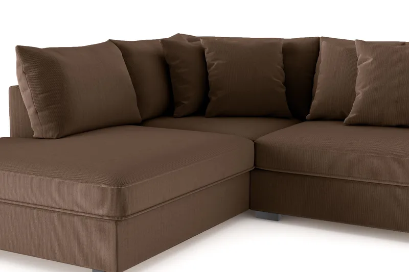 Rossita 4-sits Vänstervänd L-formad Djup Schäslongsoffa i Manchester - Brun - Möbler - Soffa - Divansoffor & schäslongsoffa