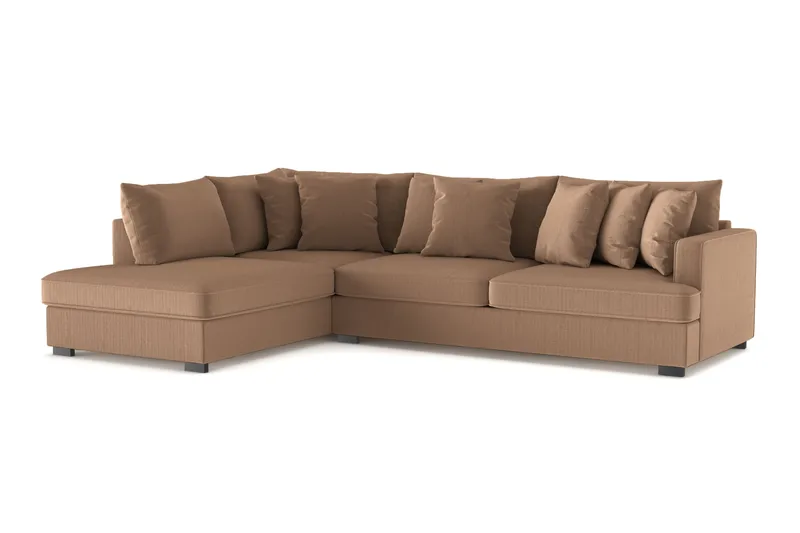 Rossita 4-sits Vänstervänd L-formad Djup Schäslongsoffa i Manchester - Brun - Möbler - Soffa - Divansoffor & schäslongsoffa