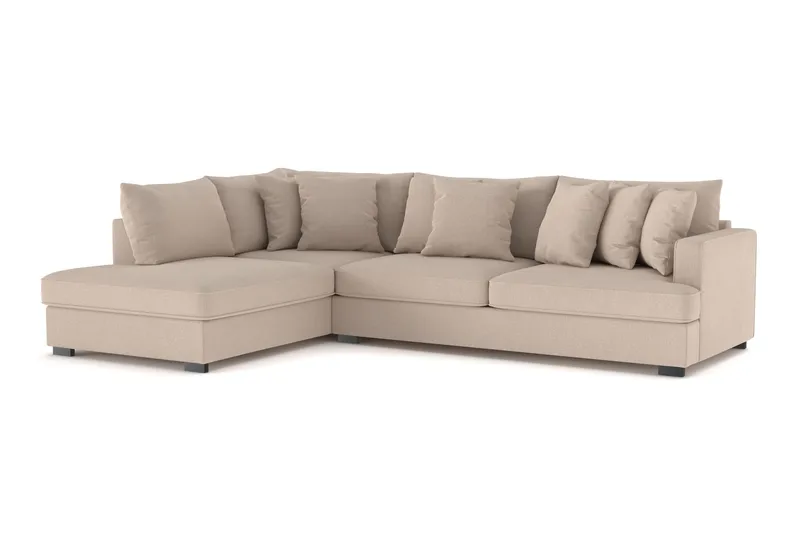 Rossita 4-sits Vänstervänd L-formad Djup Schäslongsoffa i Tyg - Beige - Möbler - Soffa - Divansoffor & schäslongsoffa