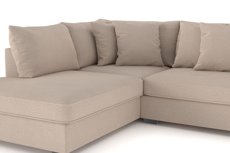 Rossita 4-sits Vänstervänd L-formad Djup Schäslongsoffa i Tyg - Beige - Möbler - Soffa - Divansoffor & schäslongsoffa