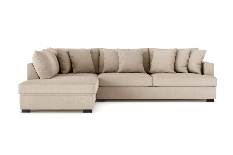 Rossita 4-sits Vänstervänd L-formad Djup Schäslongsoffa i Tyg - Beige - Möbler - Soffa - Divansoffor & schäslongsoffa