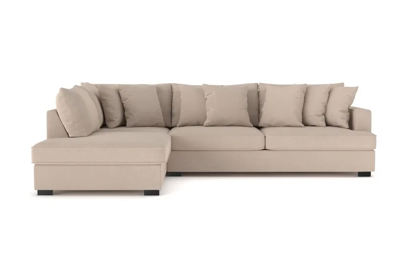 Rossita 4-sits Vänstervänd L-formad Djup Schäslongsoffa i Tyg - Beige - Möbler - Soffa - Divansoffor & schäslongsoffa