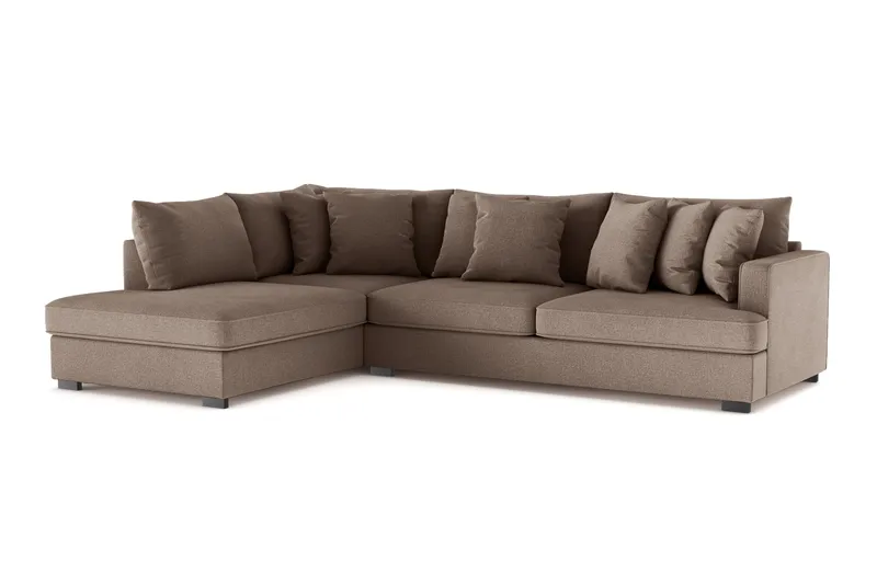 Rossita 4-sits Vänstervänd L-formad Djup Schäslongsoffa i Tyg - Brun - Möbler - Soffa - Divansoffor & schäslongsoffa