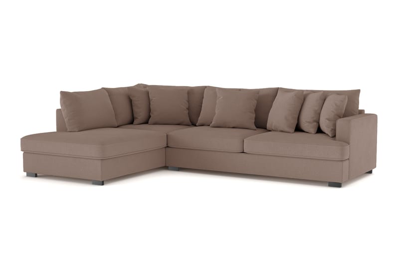 Rossita 4-sits Vänstervänd L-formad Djup Schäslongsoffa i Tyg - Brun - Möbler - Soffa - Divansoffor & schäslongsoffa