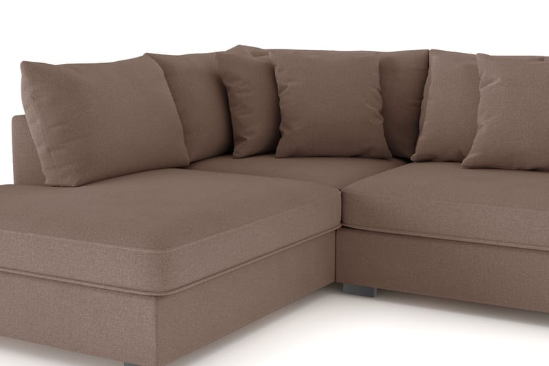 Rossita 4-sits Vänstervänd L-formad Djup Schäslongsoffa i Tyg - Brun - Möbler - Soffa - Divansoffor & schäslongsoffa