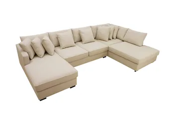 Rossita 5-sits Högervänd U-formad Djup Soffa med Divan och Schäslong i Bouclé - Beige - Möbler - Soffa - U-soffa