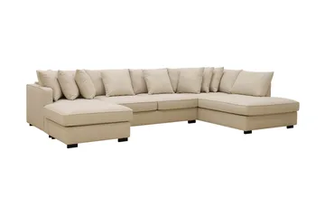 Rossita 5-sits Högervänd U-formad Djup Soffa med Divan och Schäslong i Bouclé - Beige - Möbler - Soffa - U-soffa