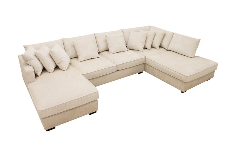 Rossita 5-sits Högervänd U-formad Djup Soffa med Divan och Schäslong i Chenille - Beige - Möbler - Soffa - U-soffa