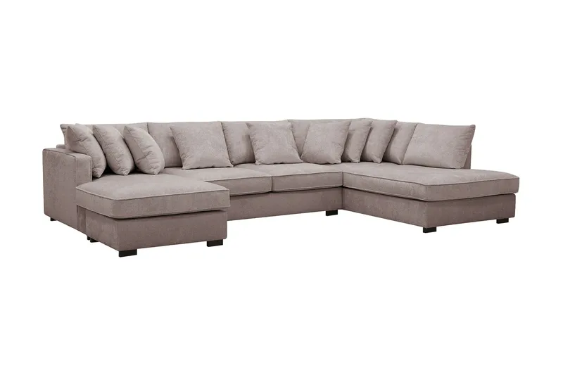 Rossita 5-sits Högervänd U-formad Djup Soffa med Divan och Schäslong i Chenille - Grå / Brun - Möbler - Soffa - U-soffa