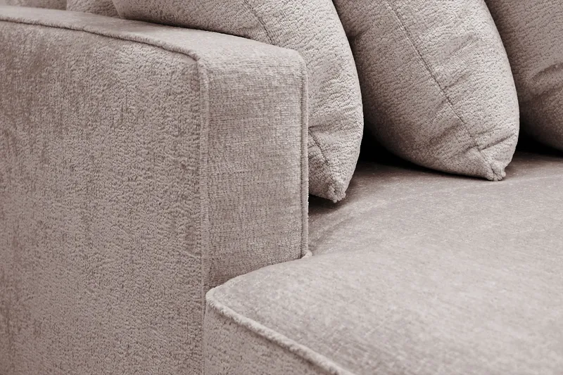 Rossita 5-sits Högervänd U-formad Djup Soffa med Divan och Schäslong i Chenille - Grå / Brun - Möbler - Soffa - U-soffa