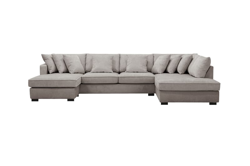 Rossita 5-sits Högervänd U-formad Djup Soffa med Divan och Schäslong i Chenille - Grå / Brun - Möbler - Soffa - U-soffa