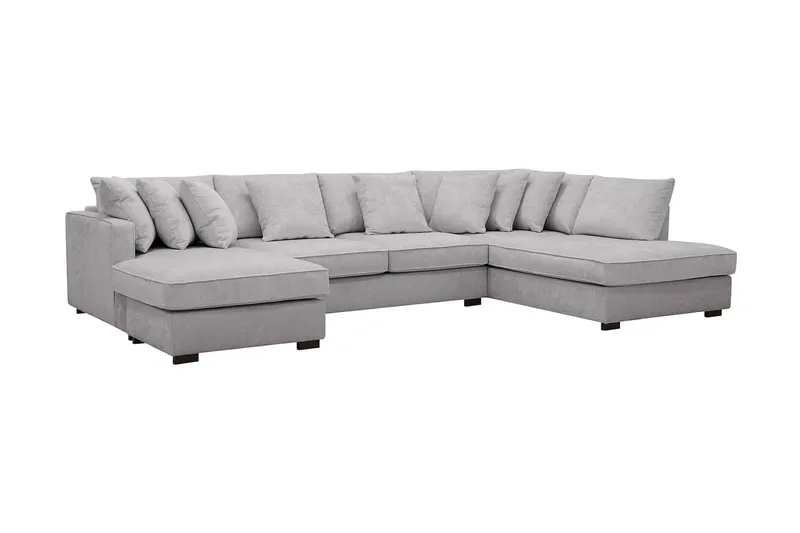 Rossita 5-sits Högervänd U-formad Djup Soffa med Divan och Schäslong i Chenille - Grå - Möbler - Soffa - U-soffa