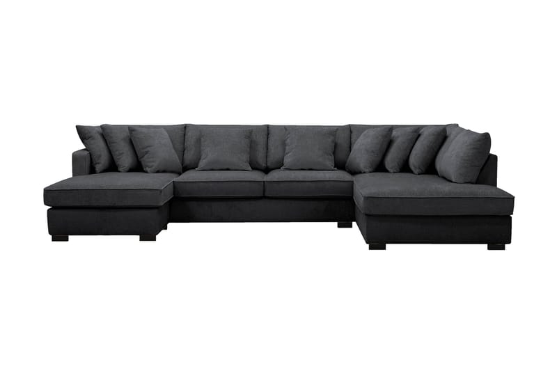 Rossita 5-sits Högervänd U-formad Djup Soffa med Divan och Schäslong i Chenille - Svart - Möbler - Soffa - U-soffa