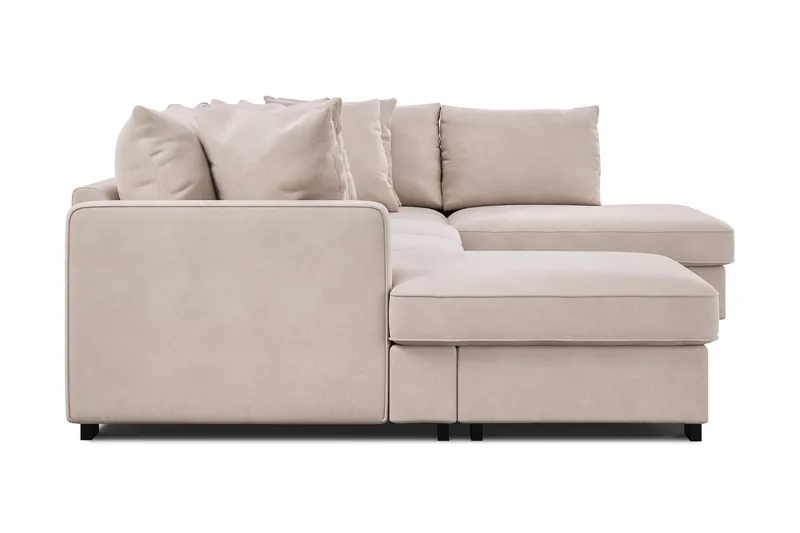 Rossita 5-sits Högervänd U-formad Djup Soffa med Divan och Schäslong i Sammet - Beige - Möbler - Soffa - U-soffa