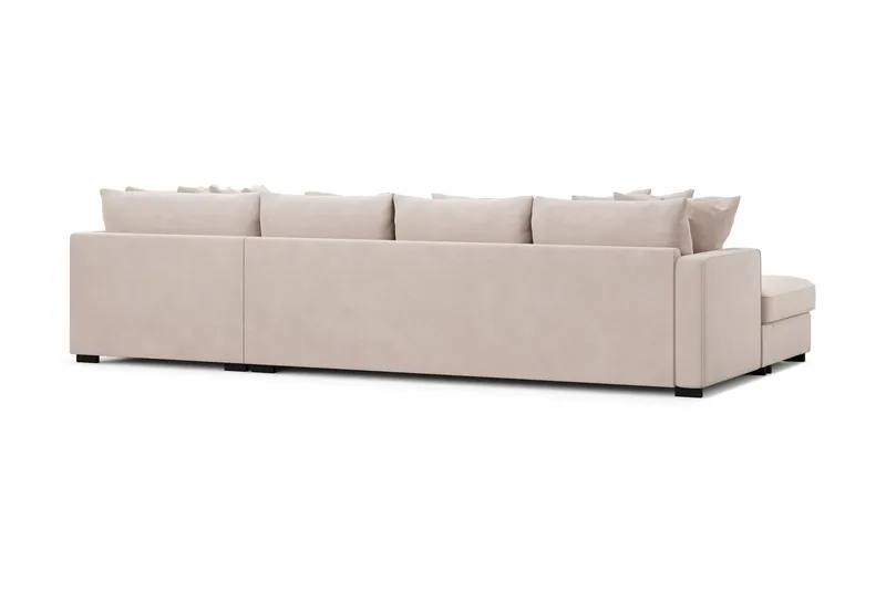 Rossita 5-sits Högervänd U-formad Djup Soffa med Divan och Schäslong i Sammet - Beige - Möbler - Soffa - U-soffa