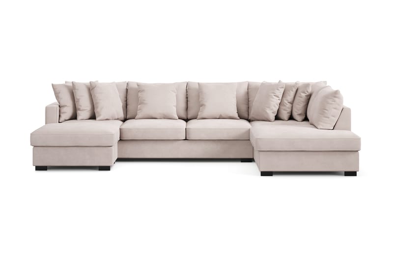 Rossita 5-sits Högervänd U-formad Djup Soffa med Divan och Schäslong i Sammet - Beige - Möbler - Soffa - U-soffa