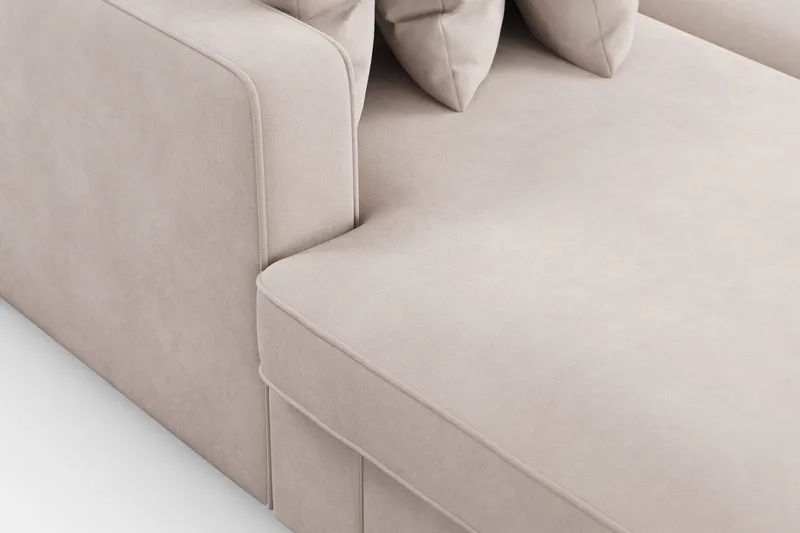 Rossita 5-sits Högervänd U-formad Djup Soffa med Divan och Schäslong i Sammet - Beige - Möbler - Soffa - U-soffa
