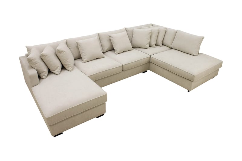 Rossita 5-sits Högervänd U-formad Djup Soffa med Divan och Schäslong i Tyg - Beige - Möbler - Soffa - U-soffa