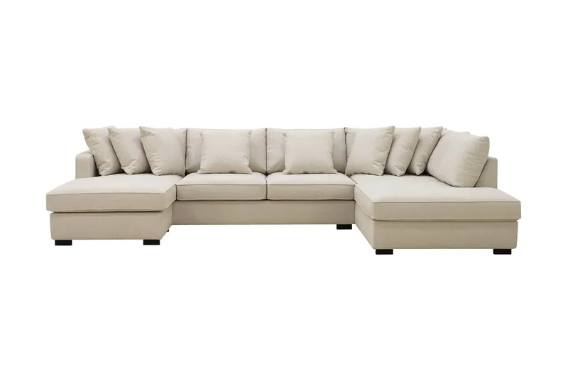 Rossita 5-sits Högervänd U-formad Djup Soffa med Divan och Schäslong i Tyg, Beige