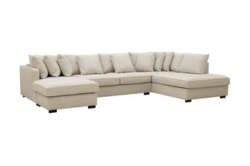 Rossita 5-sits Högervänd U-formad Djup Soffa med Divan och Schäslong i Tyg - Beige - Möbler - Soffa - U-soffa