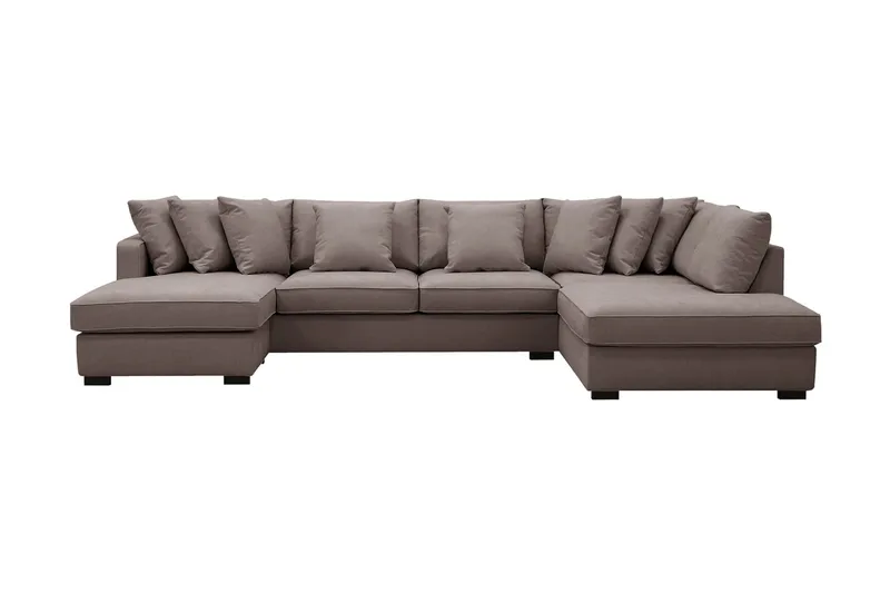 Rossita 5-sits Högervänd U-formad Djup Soffa med Divan och Schäslong i Tyg - Brun - Möbler - Soffa - U-soffa