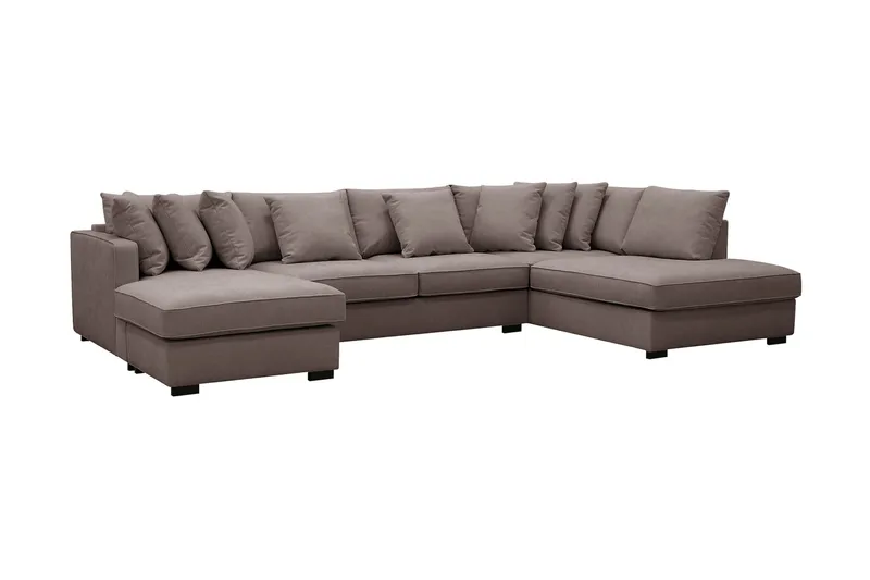 Rossita 5-sits Högervänd U-formad Djup Soffa med Divan och Schäslong i Tyg - Brun - Möbler - Soffa - U-soffa