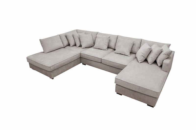 Rossita 5-sits Vänstervänd U-formad Djup Soffa med Divan och Schäslong i Chenille - Grå / Brun - Möbler - Soffa - U-soffa