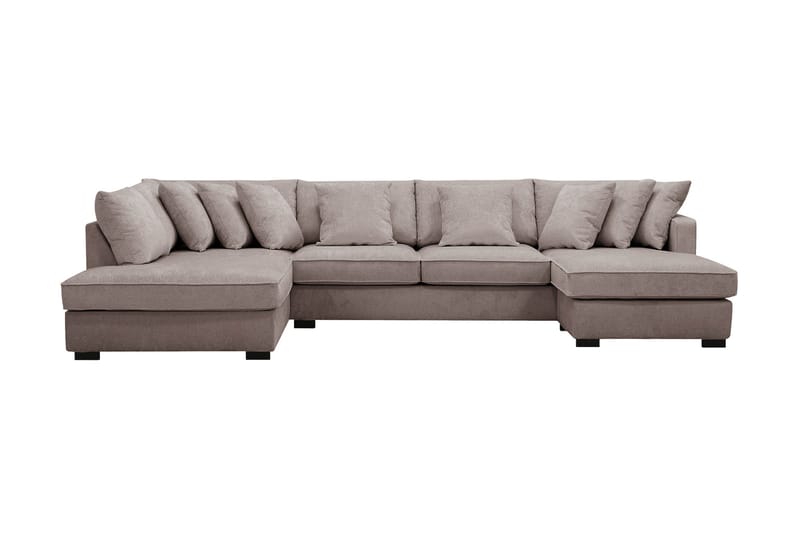 Rossita 5-sits Vänstervänd U-formad Djup Soffa med Divan och Schäslong i Chenille - Grå / Brun - Möbler - Soffa - U-soffa