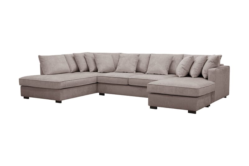 Rossita 5-sits Vänstervänd U-formad Djup Soffa med Divan och Schäslong i Chenille - Grå / Brun - Möbler - Soffa - U-soffa