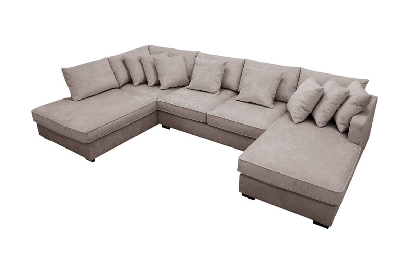 Rossita 5-sits Vänstervänd U-formad Djup Soffa med Divan och Schäslong i Chenille - Grå / Brun - Möbler - Soffa - U-soffa