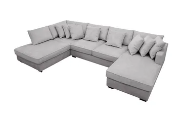 Rossita 5-sits Vänstervänd U-formad Djup Soffa med Divan och Schäslong i Chenille - Grå - Möbler - Soffa - U-soffa
