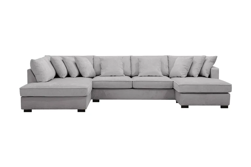 Rossita 5-sits Vänstervänd U-formad Djup Soffa med Divan och Schäslong i Chenille - Grå - Möbler - Soffa - U-soffa