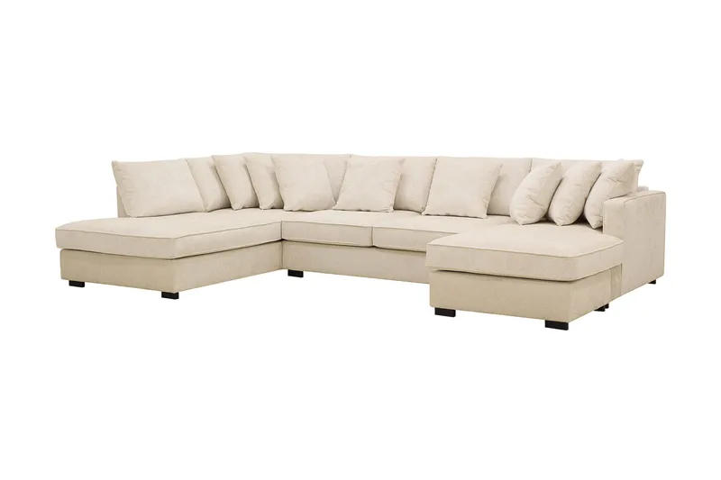 Rossita 5-sits Vänstervänd U-formad Djup Soffa med Divan och Schäslong i Chenille - Trenza 06, Beige Chenille - Möbler - Soffa - U-soffa